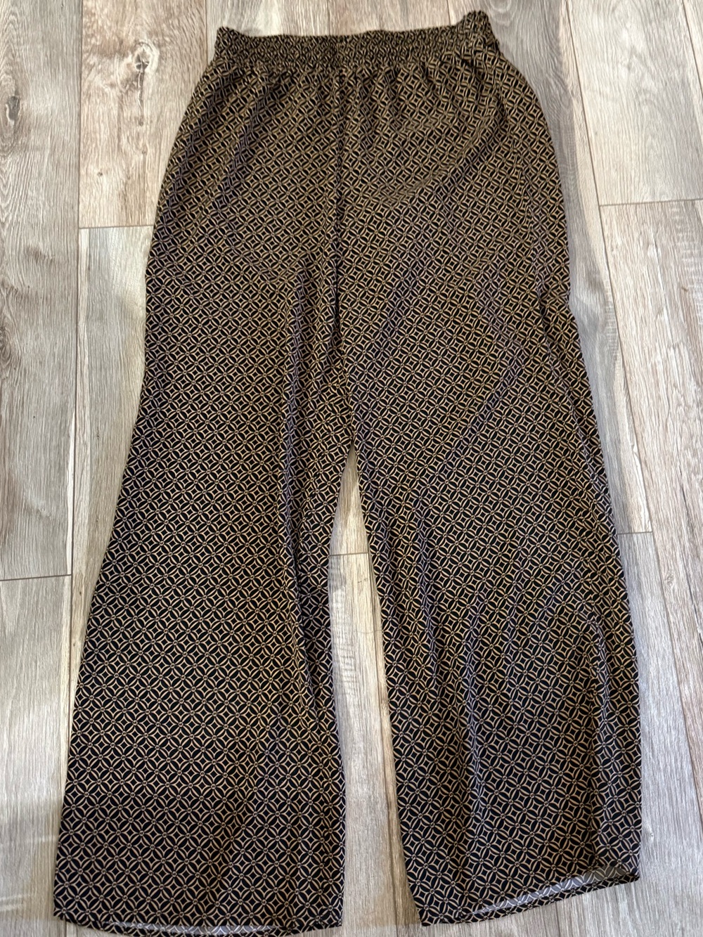 Michael Kors Black and Brown Geometric Wide-Leg Pants